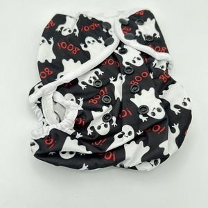 Baby Diaper Cover Adjustable Snap Ghost Print Halloween BooOne Size‎
